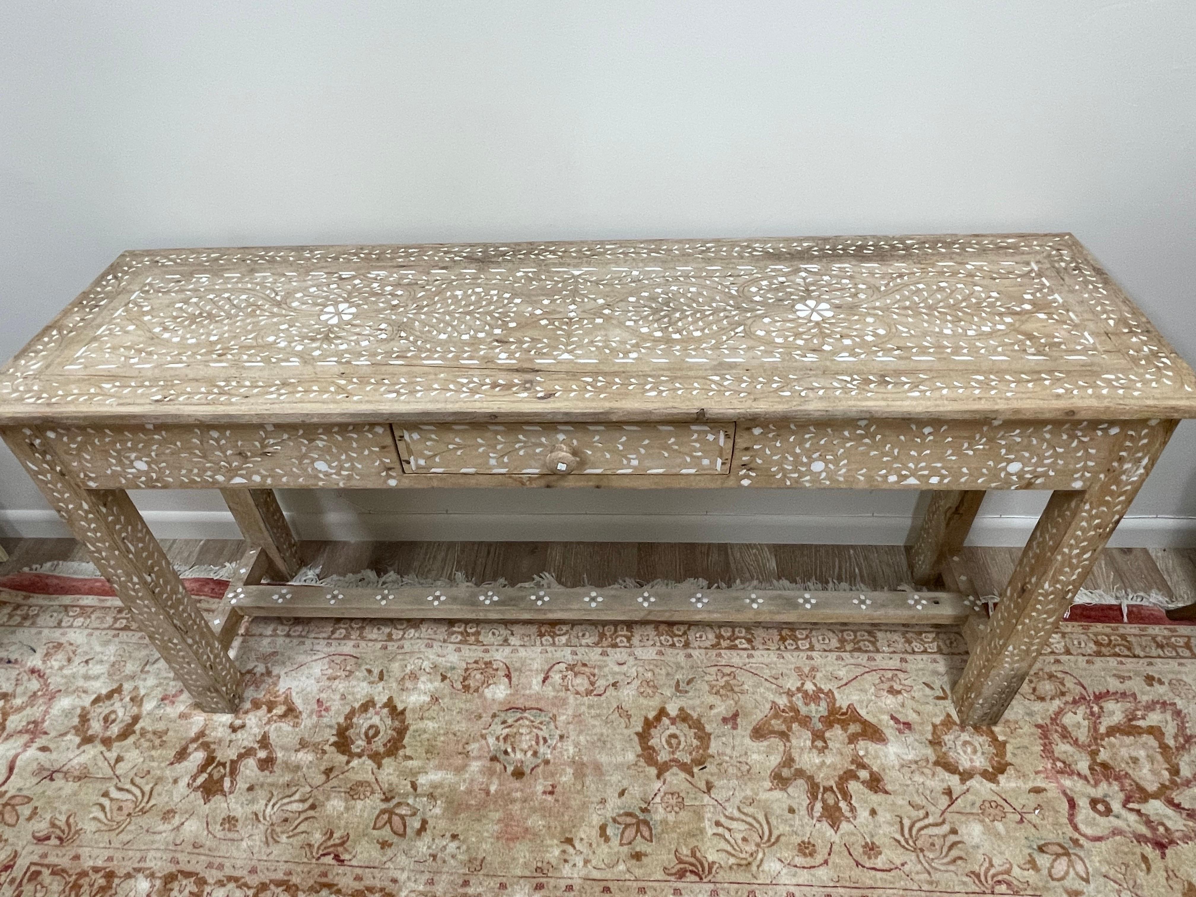 Vintage Bone Inlaid Console 8