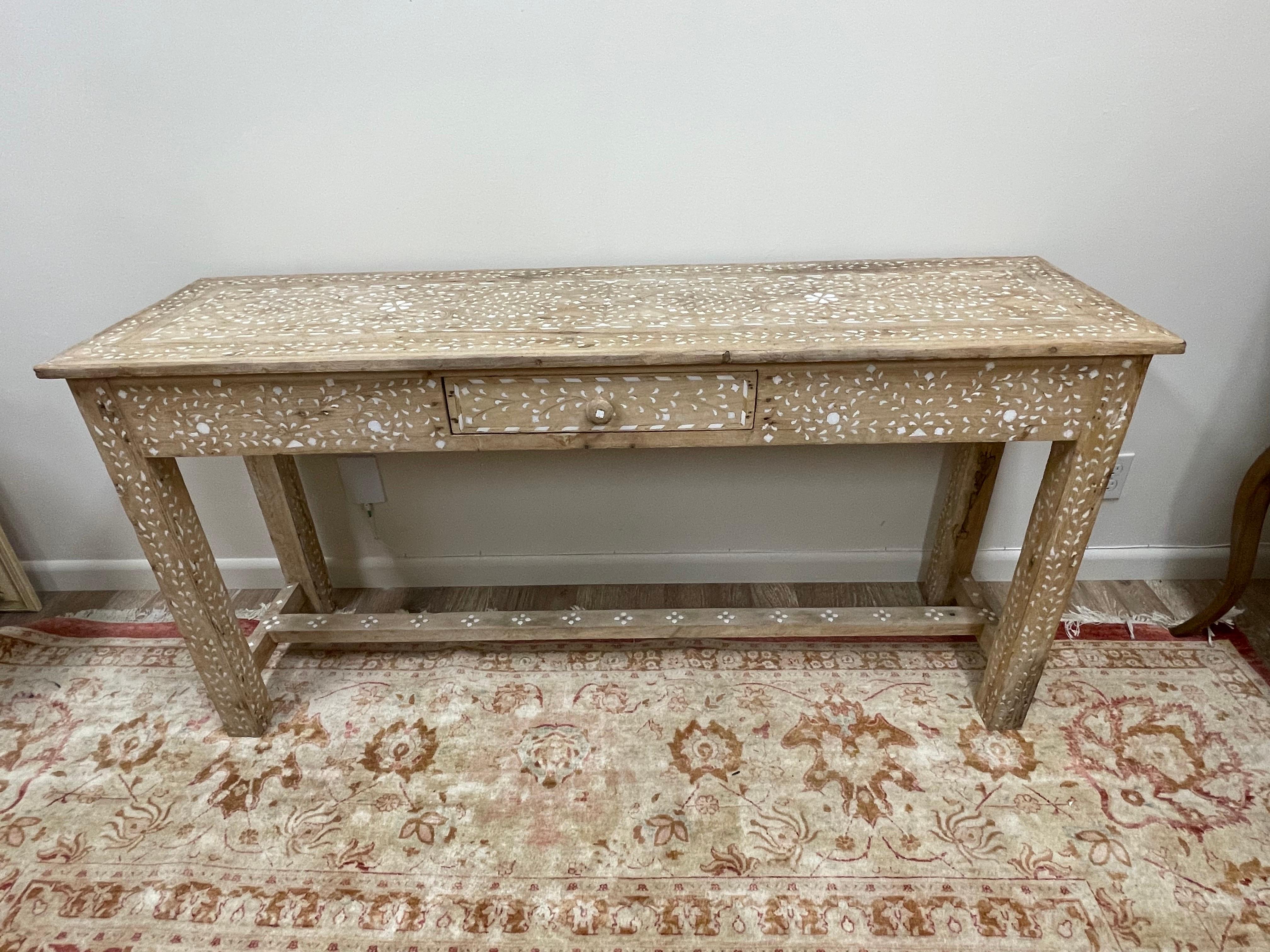 Vintage Bone Inlaid Console 9