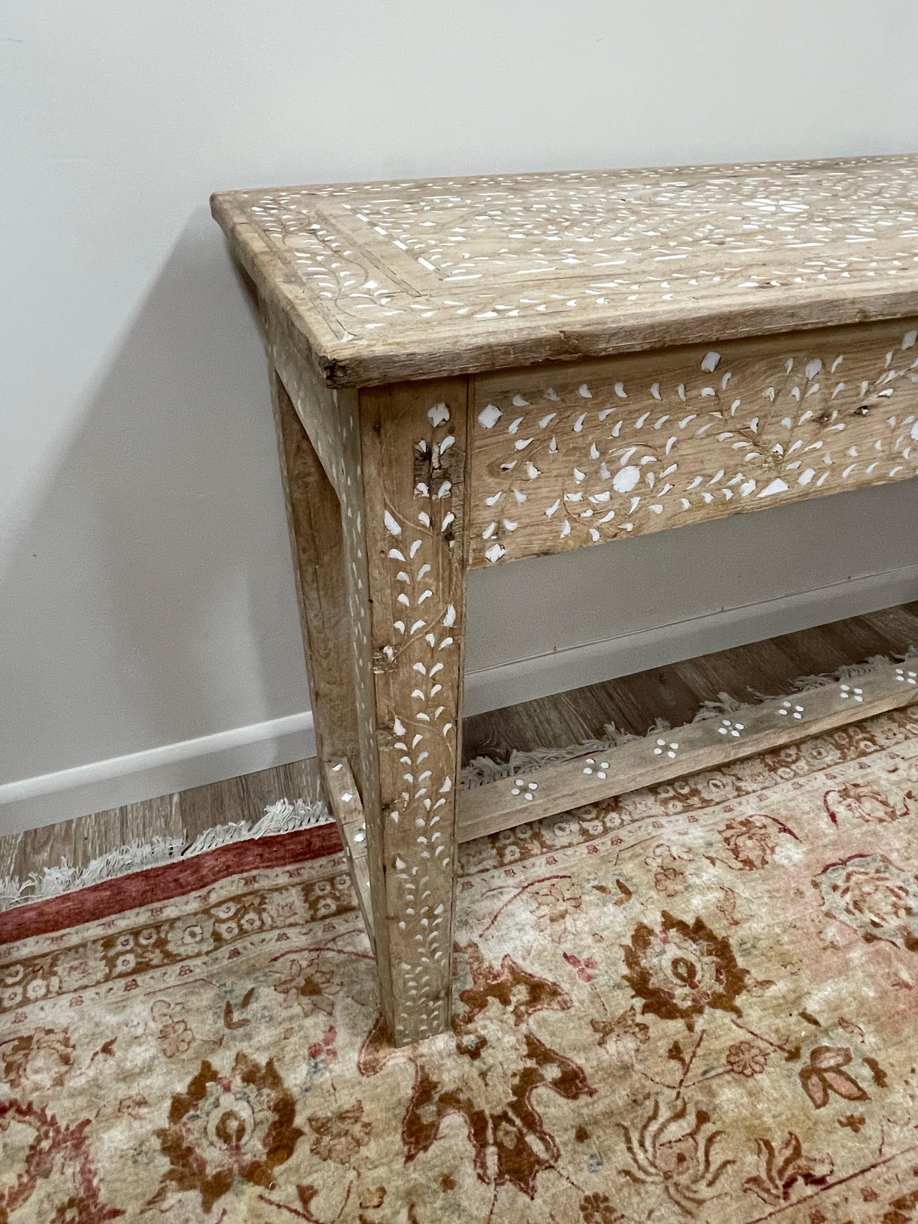 Vintage Bone Inlaid Console In Good Condition In West Palm Beach, FL