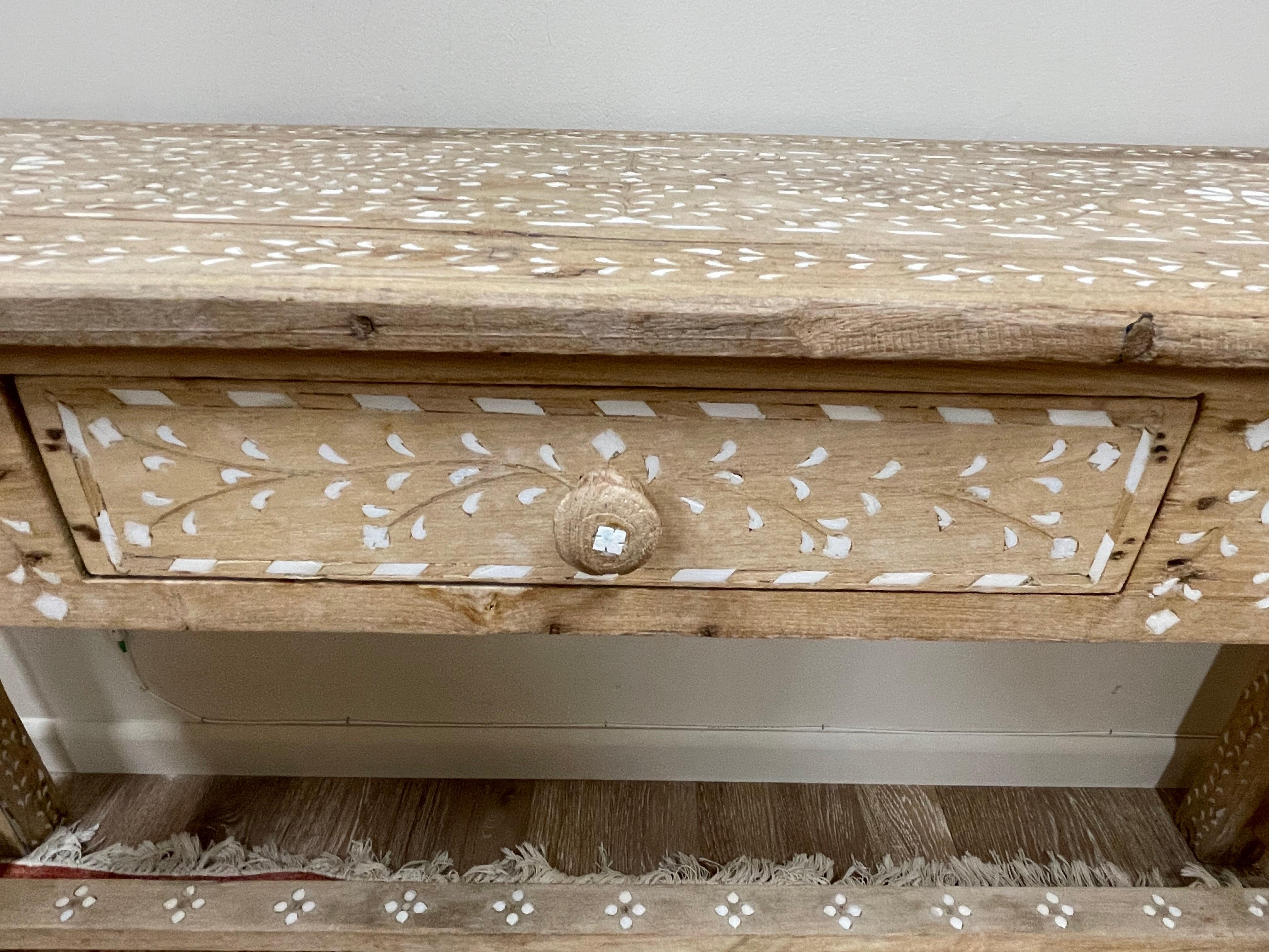 20th Century Vintage Bone Inlaid Console