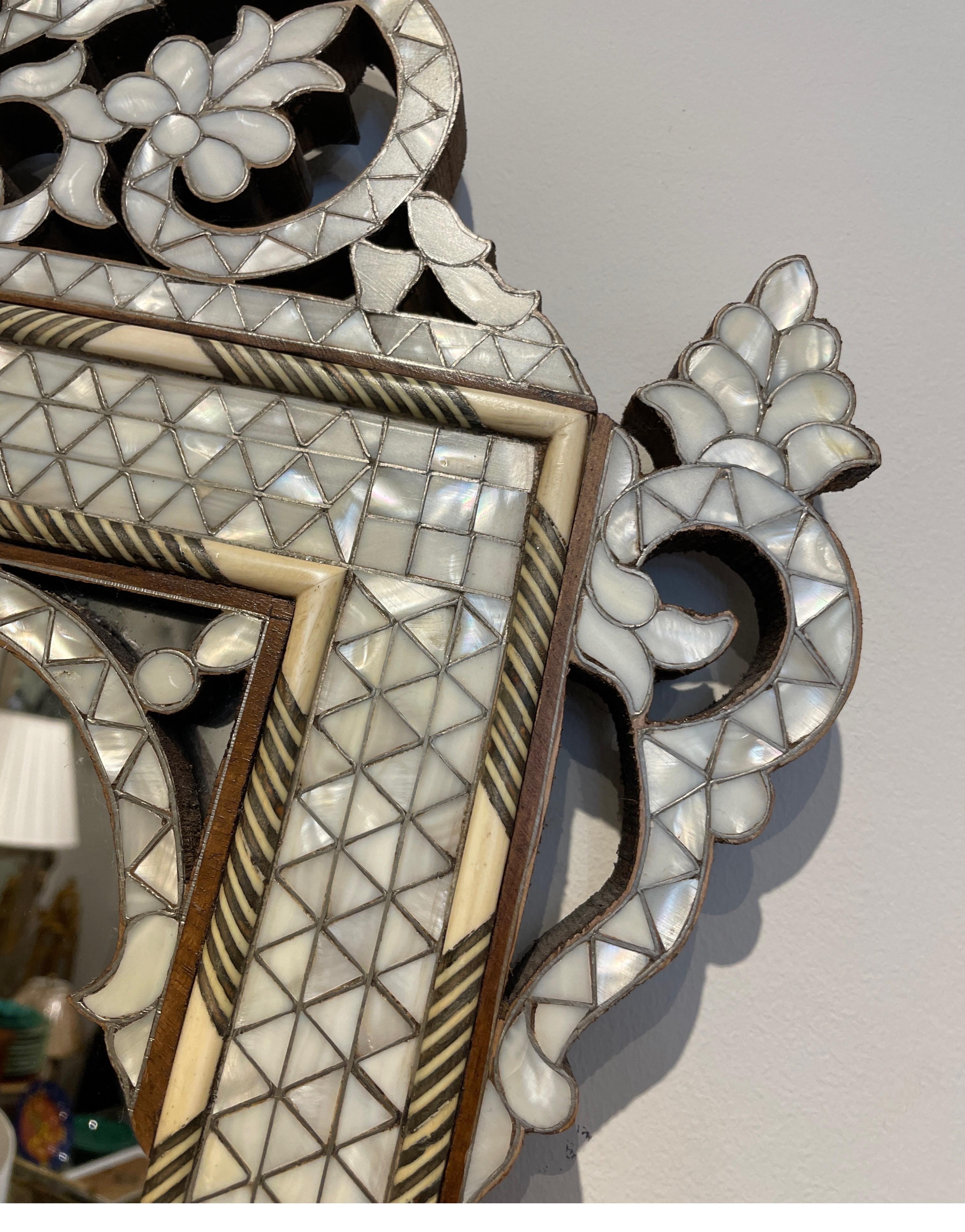 Vintage Bone & Mother of Pearl Inlaid Moroccan Mirror 6
