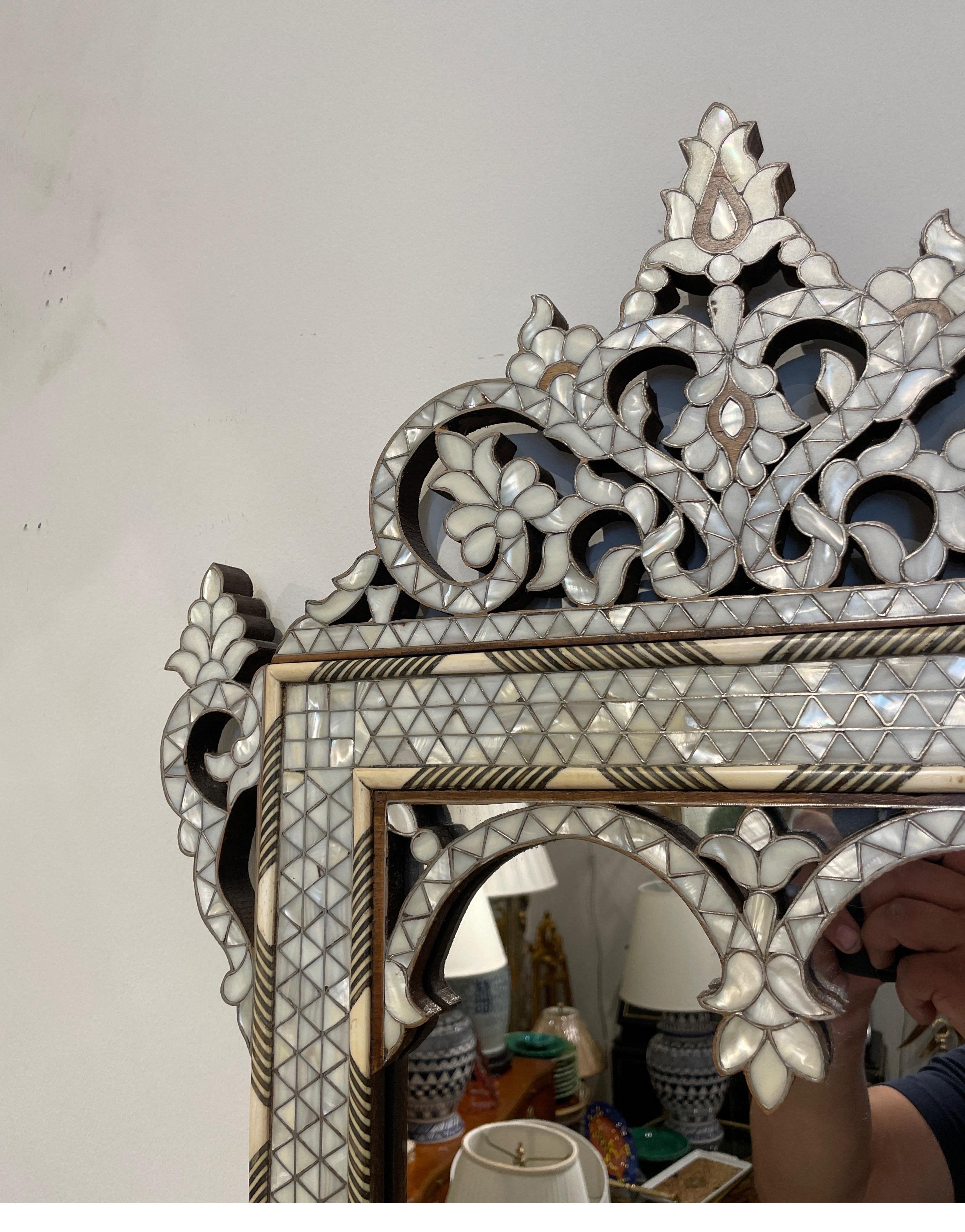 Vintage Bone & Mother of Pearl Inlaid Moroccan Mirror 2