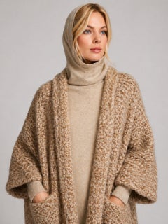Vintage Bonnie Cashin 1970s Oatmeal Cashmere Funnel Neck Sweater S