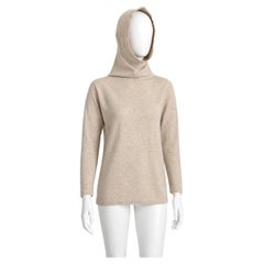 Vintage Bonnie Cashin 1970s Oatmeal Cashmere Funnel Neck Sweater S