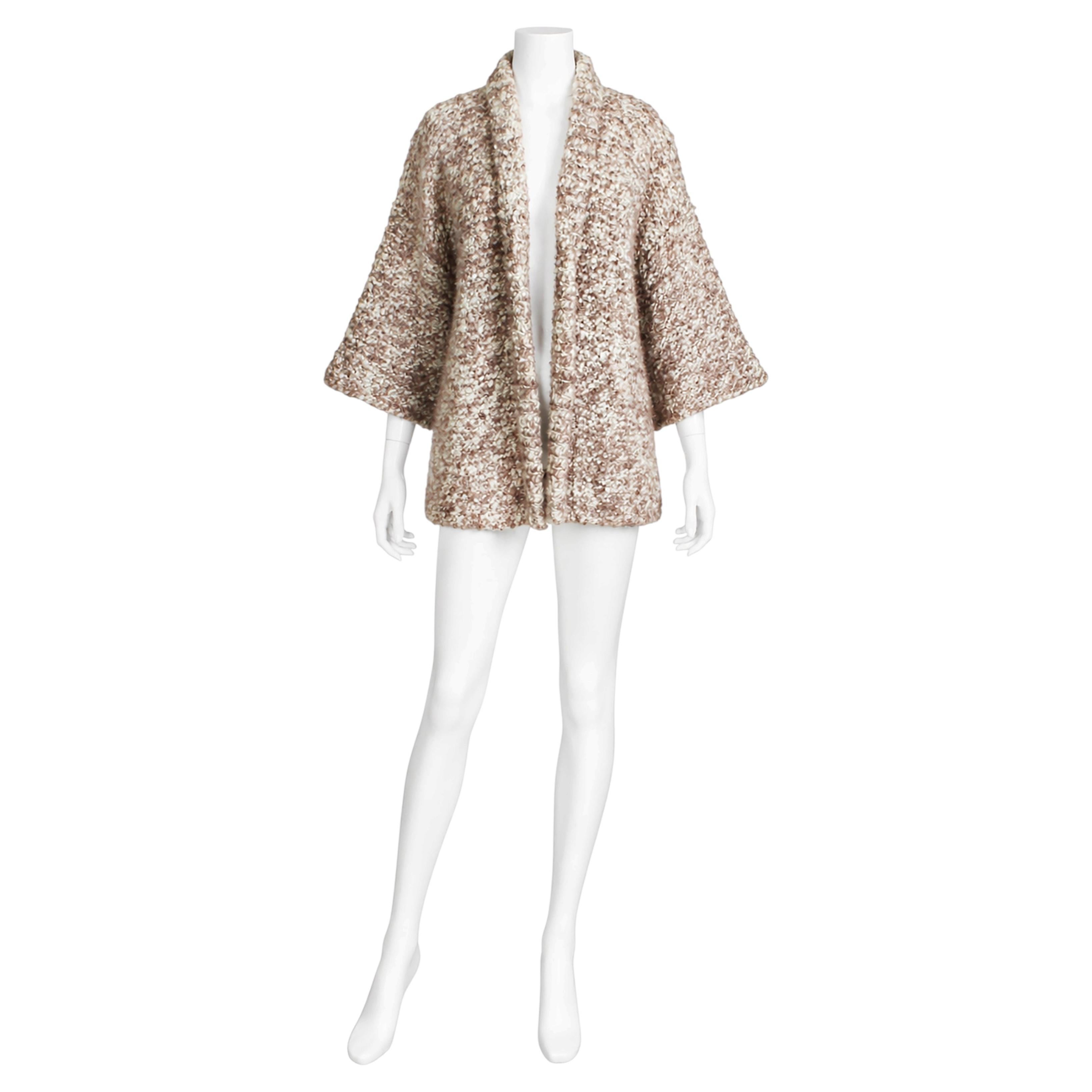 Vintage Bonnie Cashin 1972 Hand-Knit Noh Cardigan with Kimono Sleeves