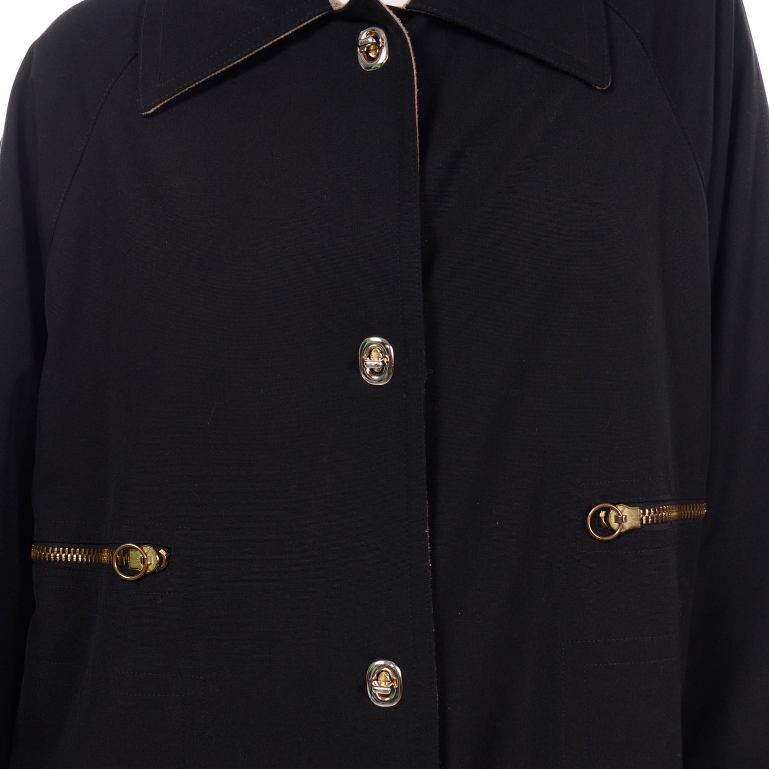 Vintage Bonnie Cashin All Black Coat with Cashmere Blend Lining 6