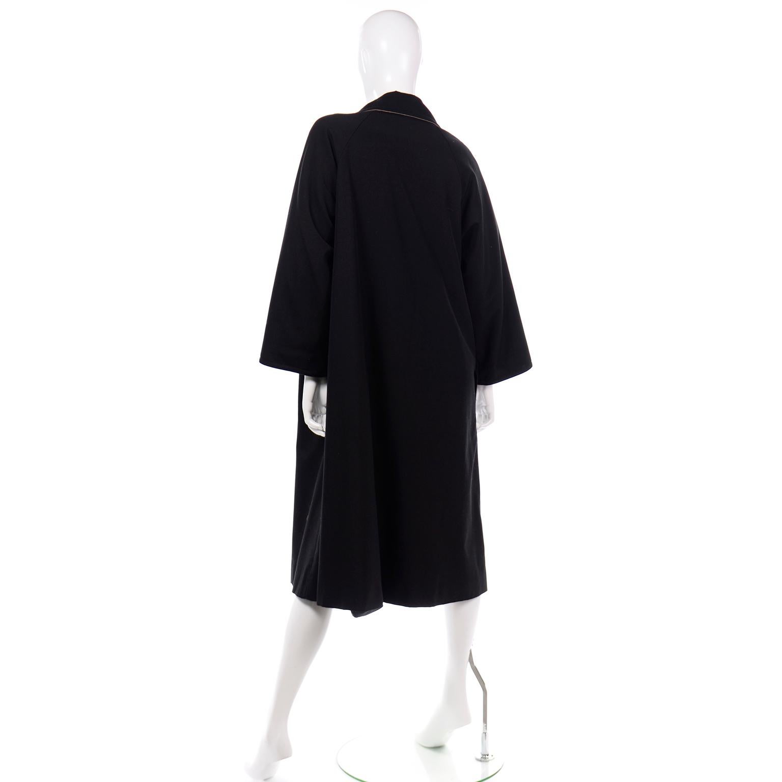 Women's Vintage Bonnie Cashin All Black Coat with Cashmere Blend Lining