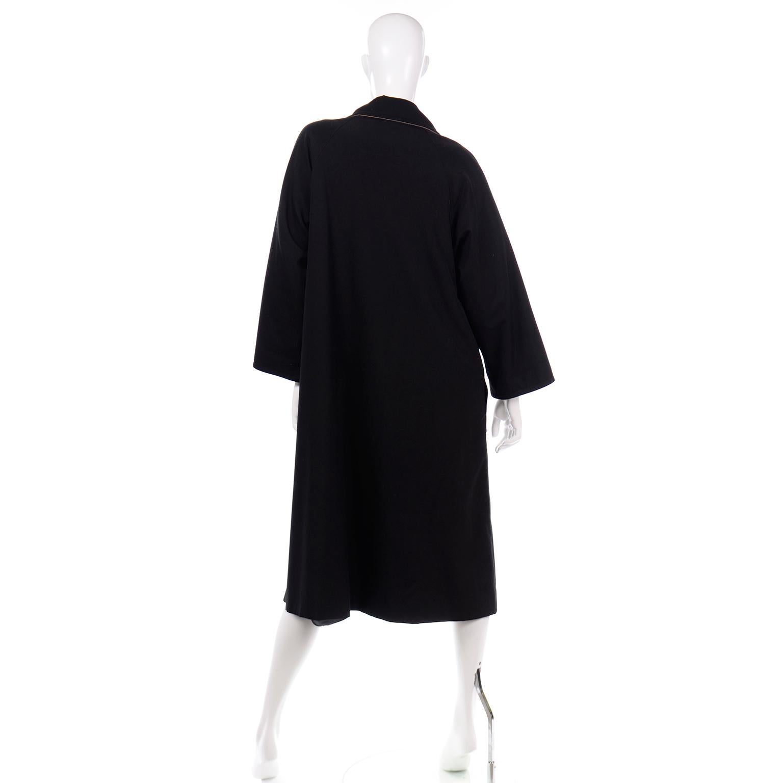 Vintage Bonnie Cashin All Black Coat with Cashmere Blend Lining 1