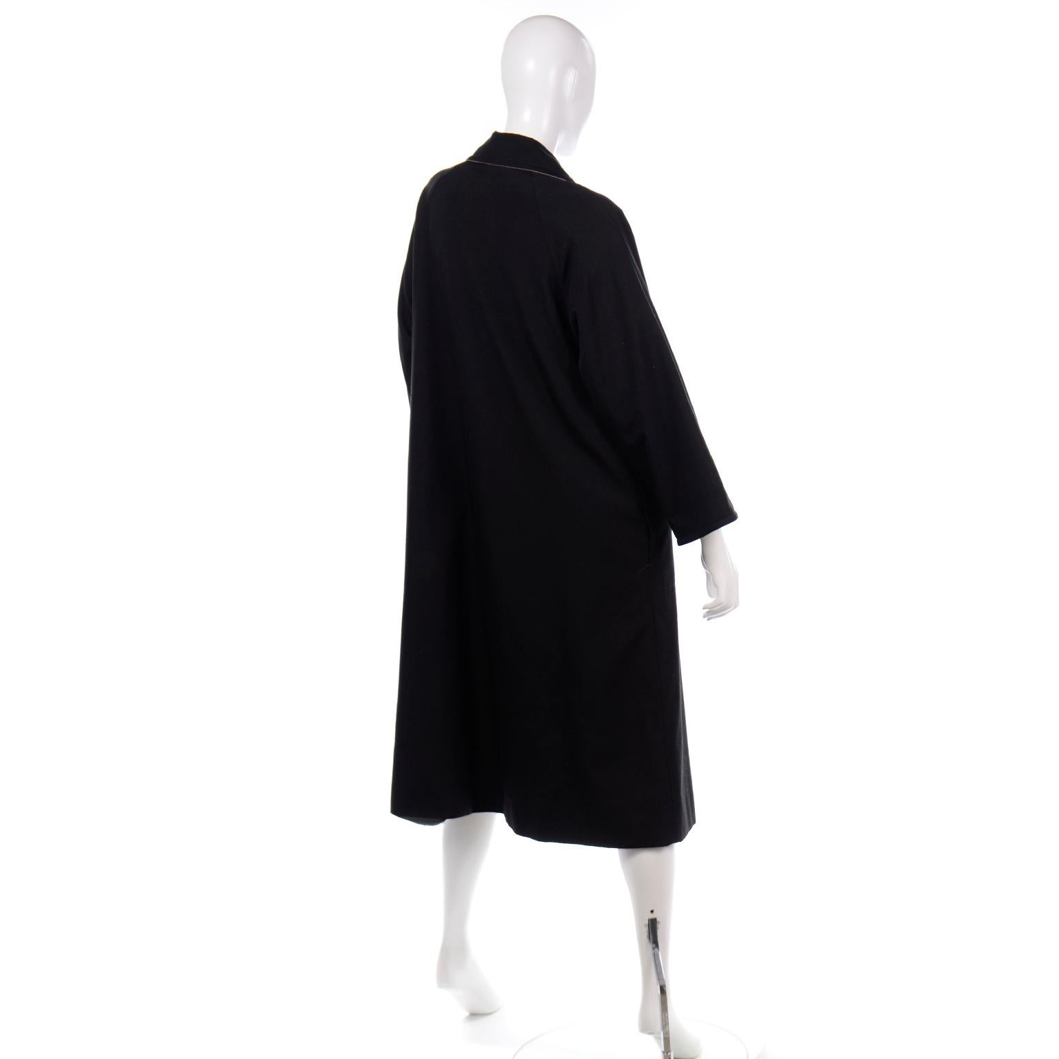Vintage Bonnie Cashin All Black Coat with Cashmere Blend Lining 2