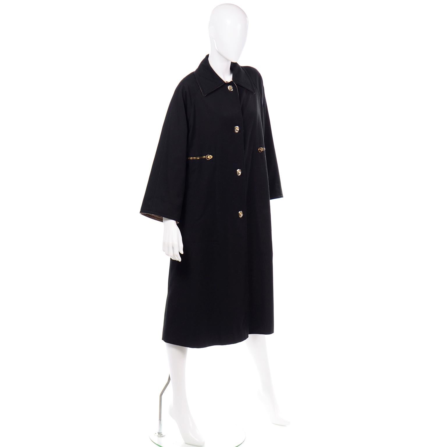 Vintage Bonnie Cashin All Black Coat with Cashmere Blend Lining 3