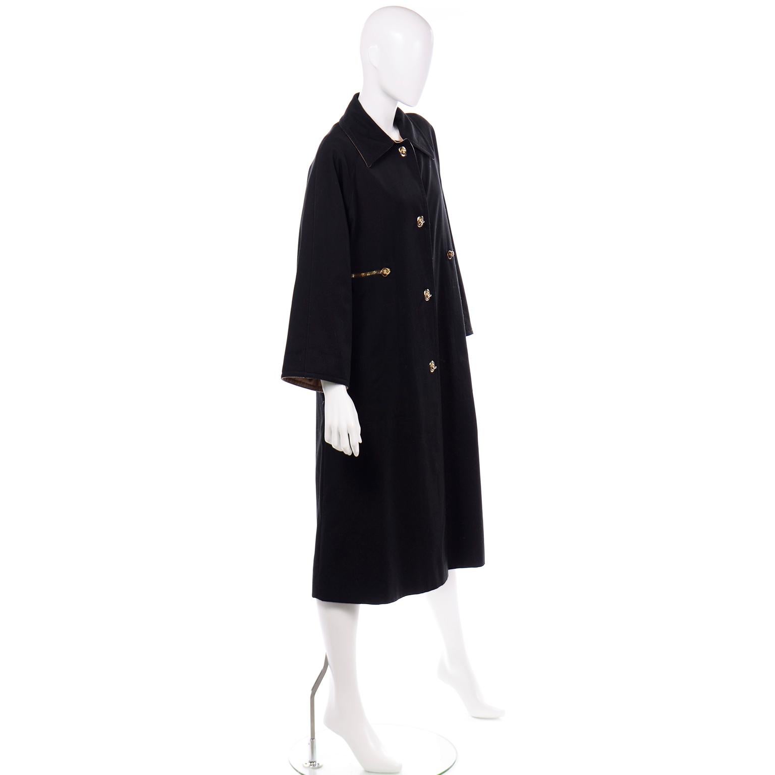 Vintage Bonnie Cashin All Black Coat with Cashmere Blend Lining 4