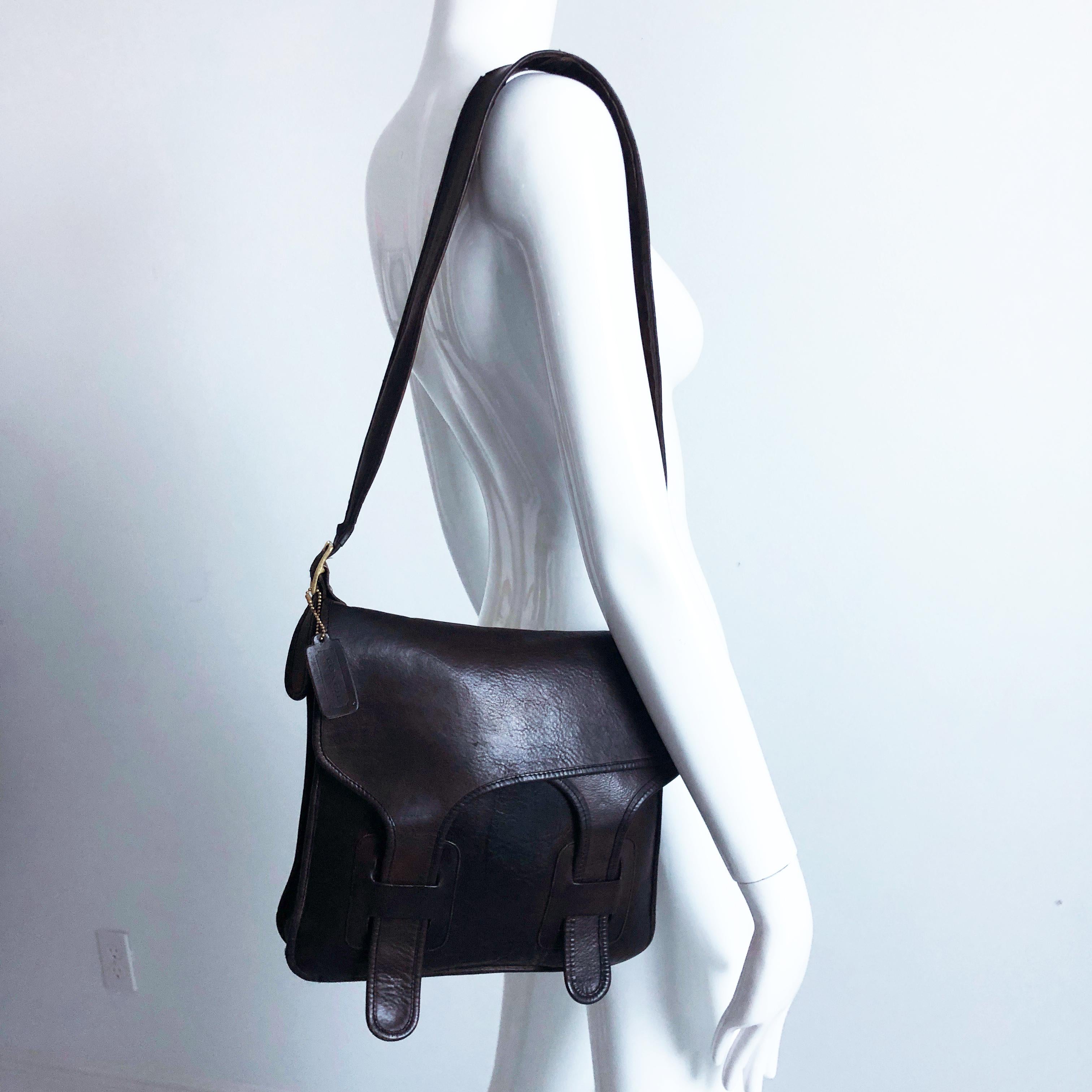 Noir Vintage Bonnie Cashin Coach Courier Bag with Double Front Flaps Rare 60s NYC Bag