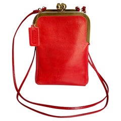 Vintage Bonnie Cashin for Coach 1970s Red Leather Double Entry Bag