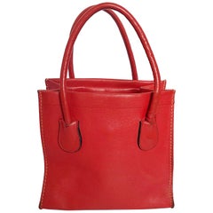 Vintage Bonnie Cashin for Coach Dinky Tote Bag Red Leather Handbag 1960s 