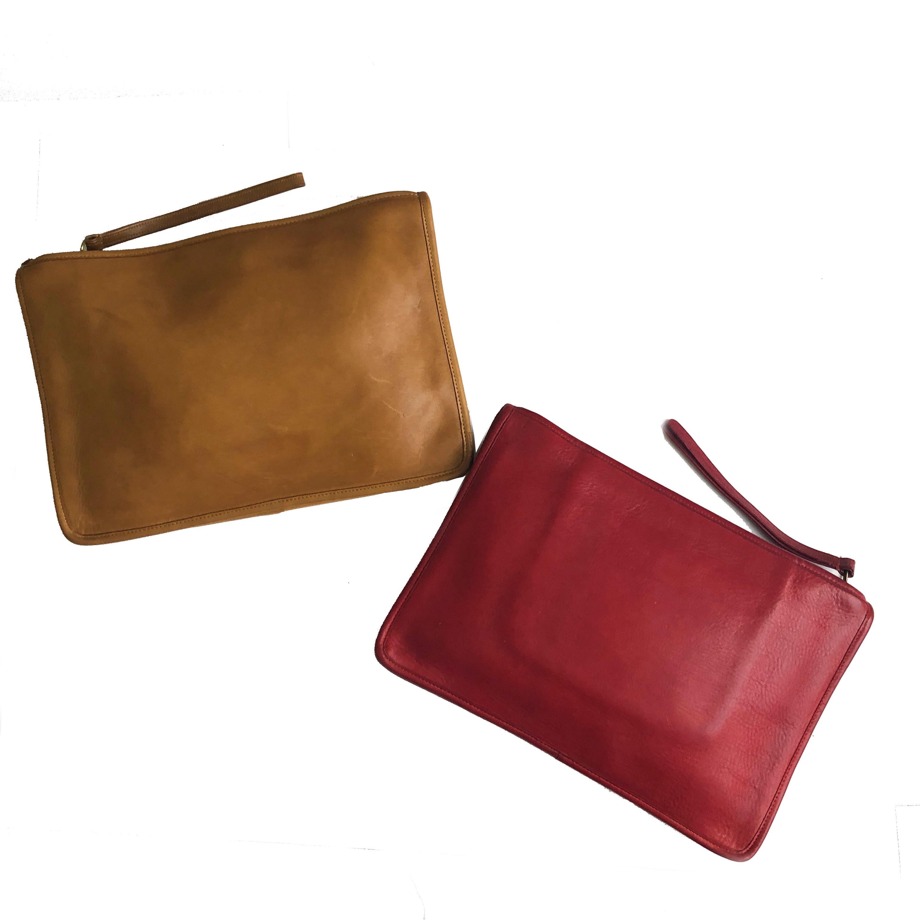 Vintage Bonnie Cashin for Coach Large Slim Clutch Bag Red Leather NYC 70s  1