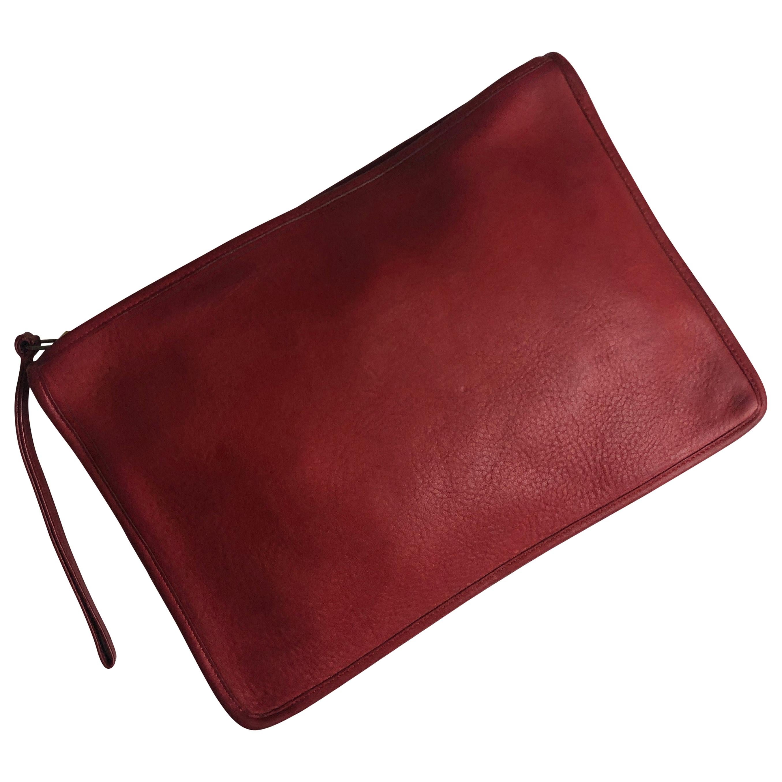 Vintage Bonnie Cashin for Coach Large Slim Clutch Bag Red Leather NYC 70s 