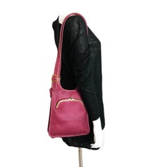 Vintage Bonnie Cashin for Coach Raspberry Shoulder Bag with Kiss Lock Pouch 1972