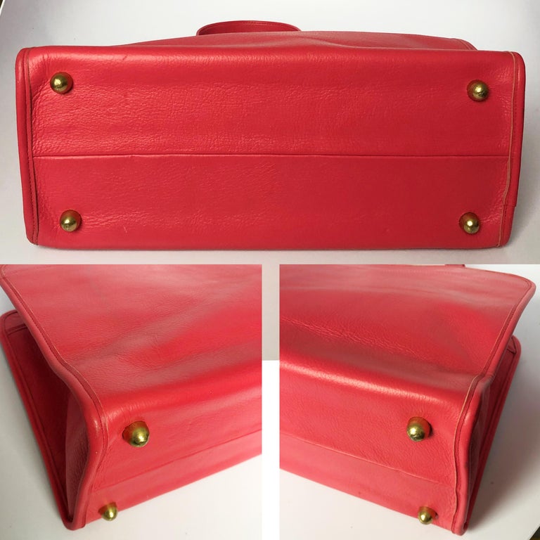 Vintage Bonnie Cashin for Coach Safari Bag Tote Geranium Pink Leather ...