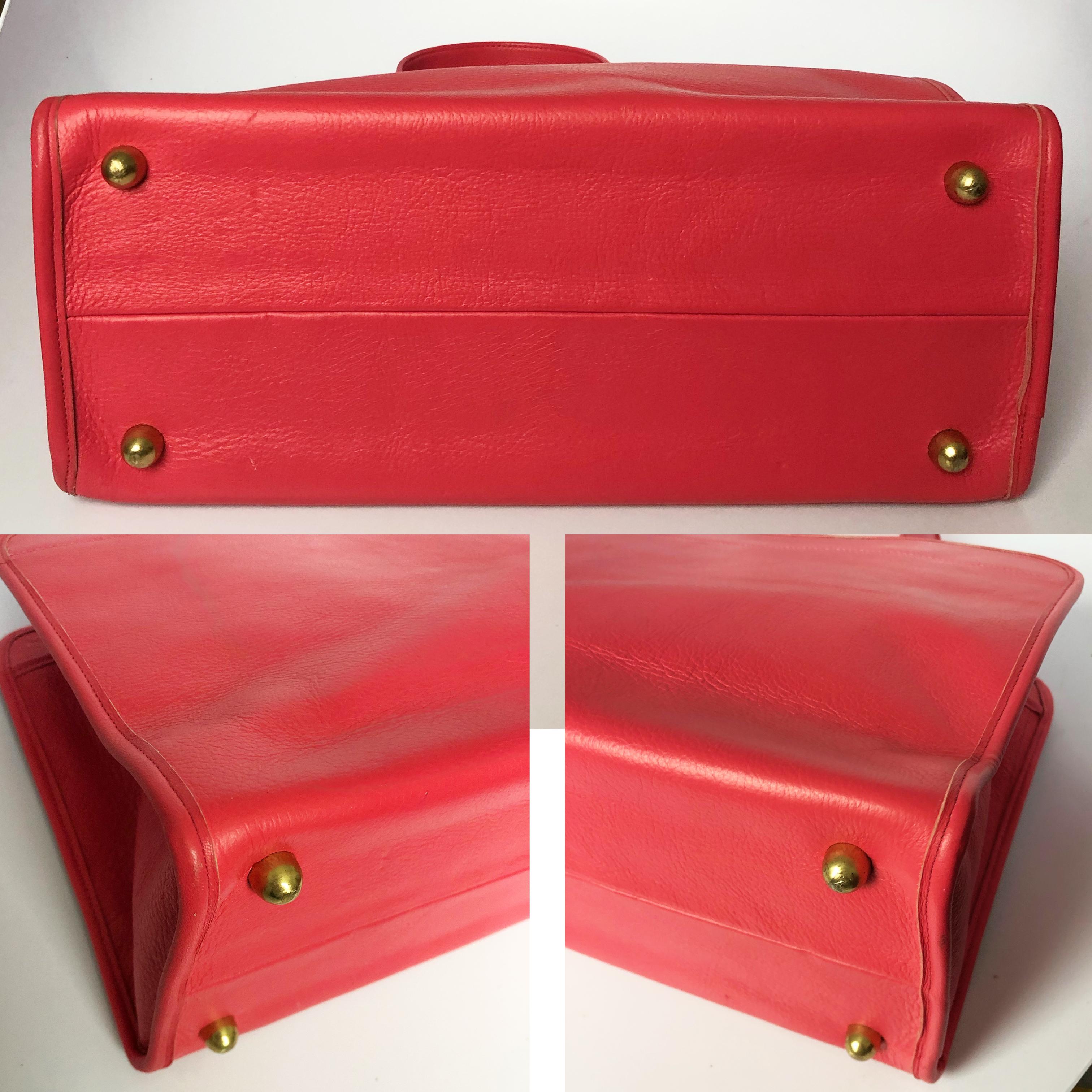 Vintage Bonnie Cashin for Coach Safari Bag Tote Geranium Pink Leather NWT NOS 3