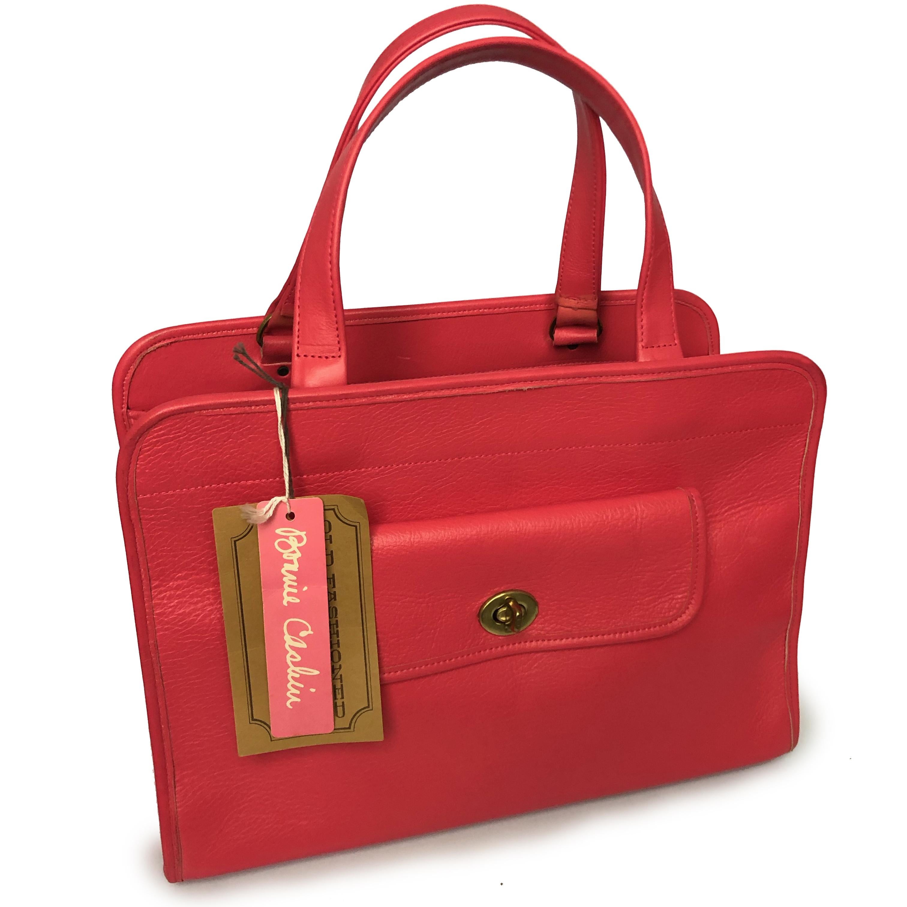 Vintage Bonnie Cashin for Coach Safari Bag Tote Geranium Pink Leather NWT NOS 1