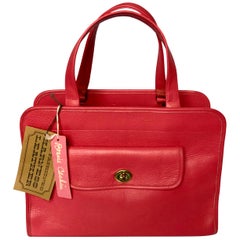 Vintage Bonnie Cashin for Coach Safari Bag Tote Geranium Pink Leather NWT NOS