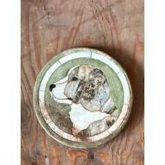 Vintage Bono Inlay Dog Plaque