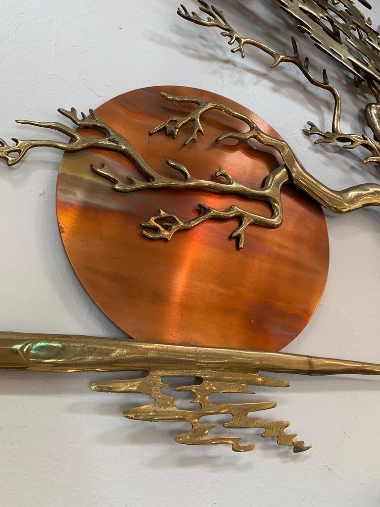 Vintage Bonsai Brass Tree Wall Art by Bijan at 1stDibs