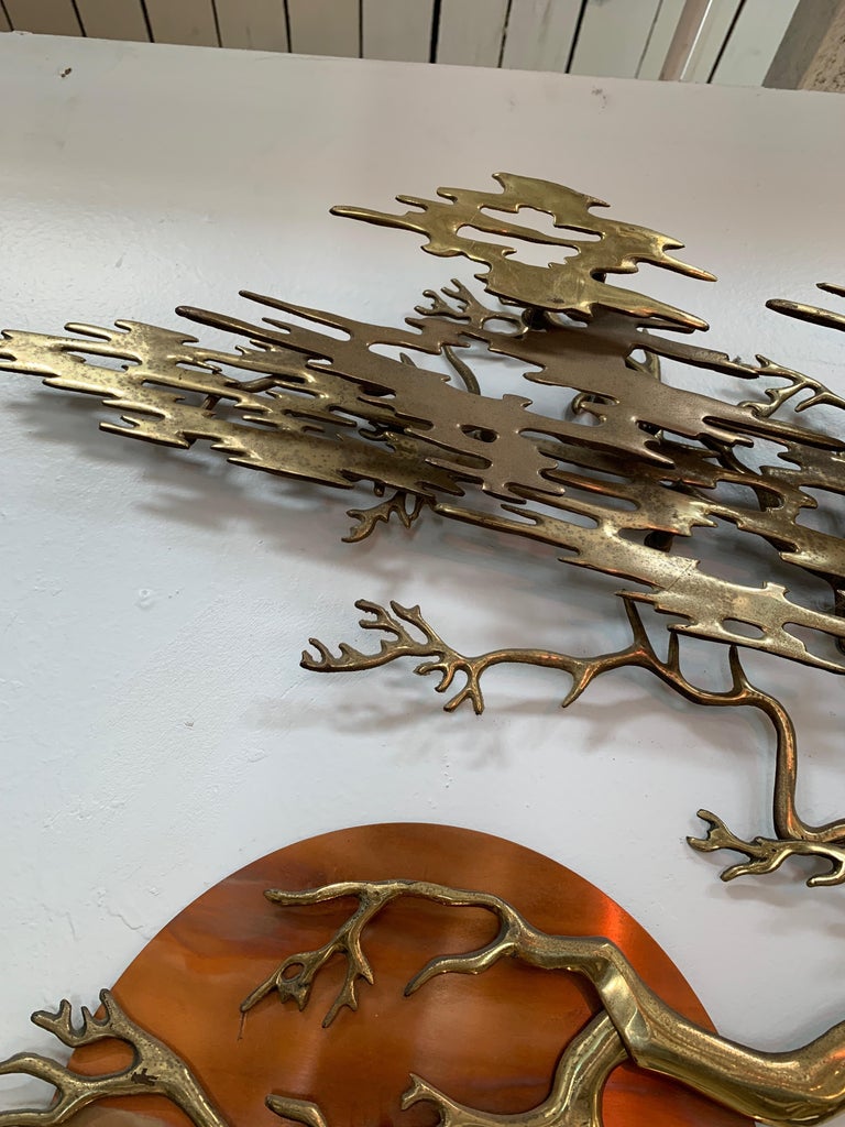 Vintage Bonsai Brass Tree Wall Art by Bijan at 1stDibs