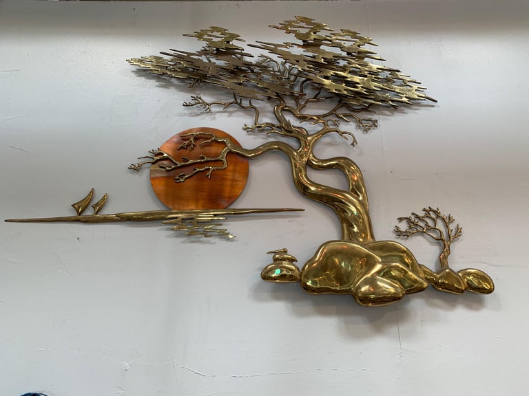 Vintage Bonsai Brass Tree Wall Art by Bijan at 1stDibs