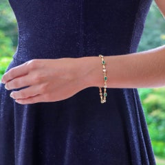 Vintage Boodles Emerald and Diamond Bracelet Set in 18k Yellow Gold