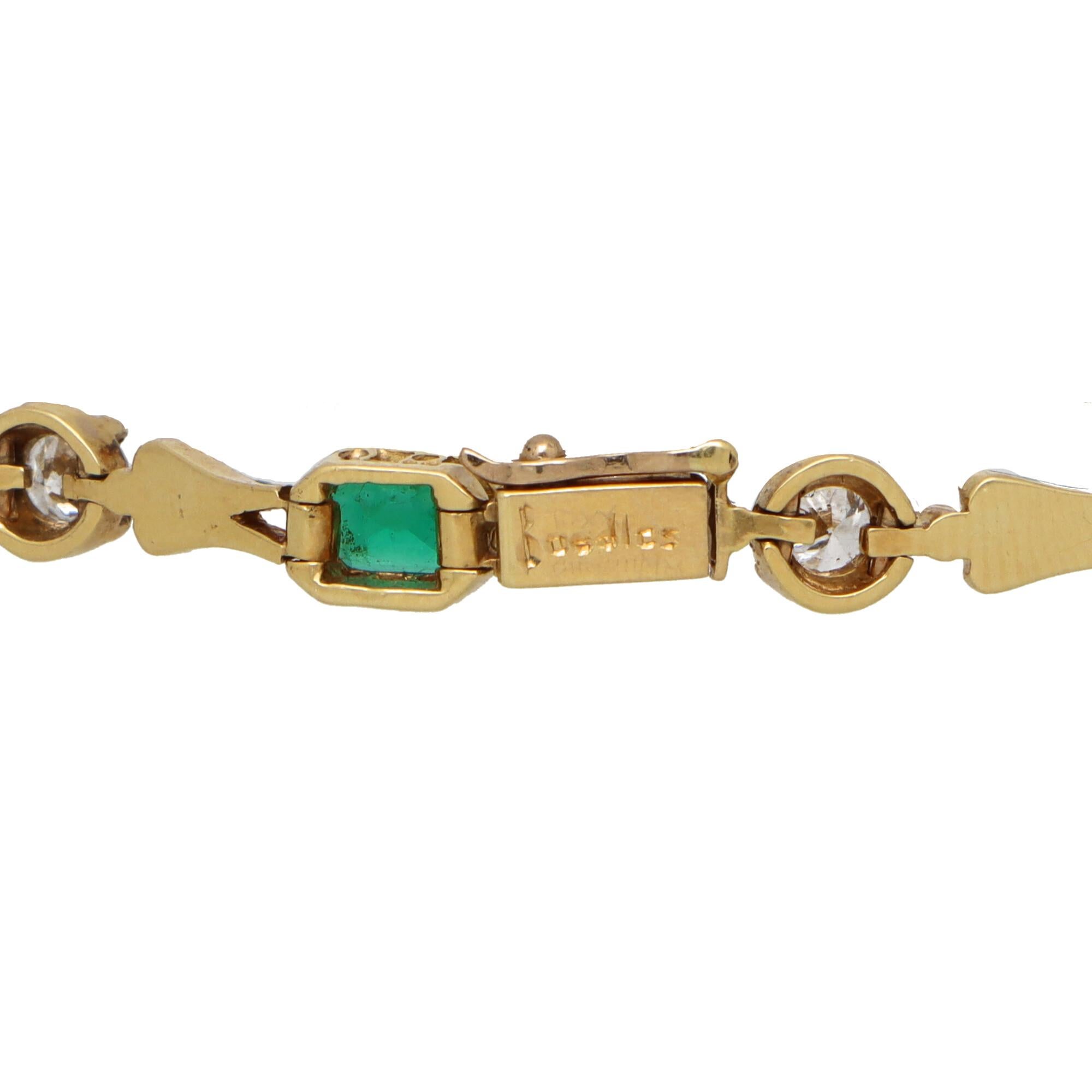 Women's or Men's Vintage Boodles Emerald and Diamond Bracelet Set in 18k Yellow Gold