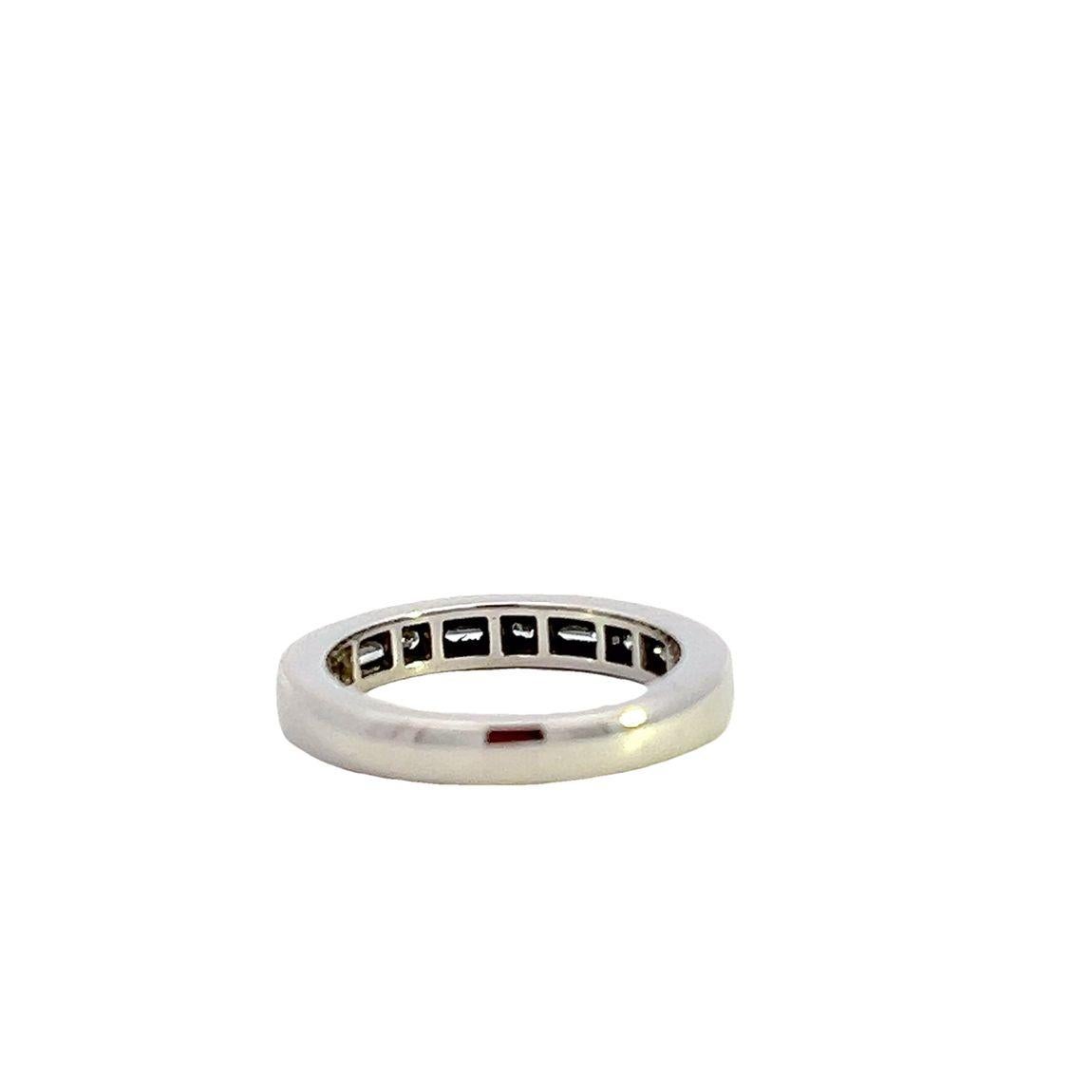 Vintage Boodles Half Eternity Ring in Platinum

This elegant vintage half eternity ring by Boodles, the renowned UK luxury jewellery house, exudes timeless sophistication. Crafted in platinum, the ring showcases a stunning alternating pattern of