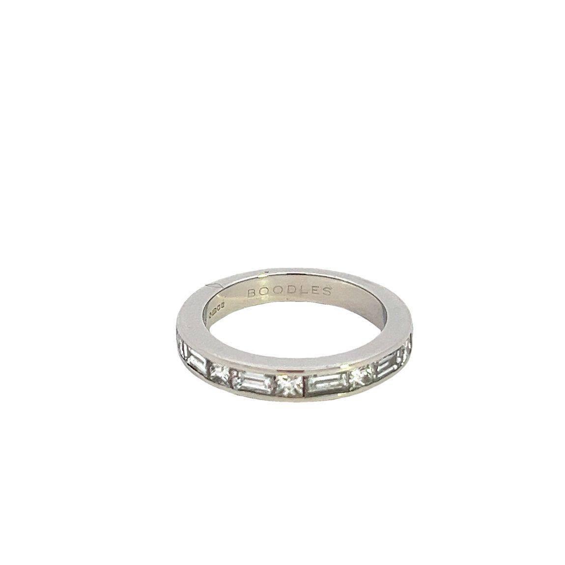 Baguette Cut Vintage Boodles Half Eternity Ring -alternate princess cut and baguette diamonds For Sale
