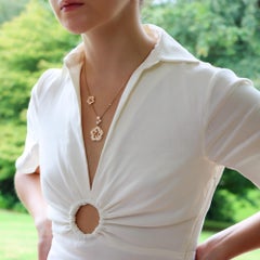 Vintage Boodles Large Blossom Diamond Pendant Necklace Set in 18k Rose Gold