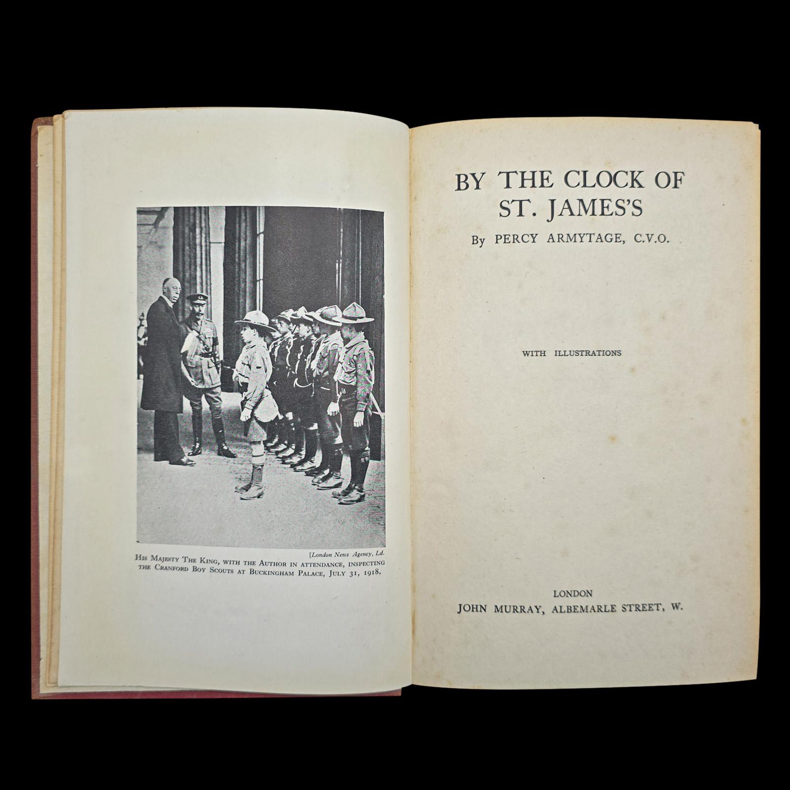 Art Deco Vintage Book, By The Clock of St James's, Percy Armytage, Literary Memoir, 1927 For Sale