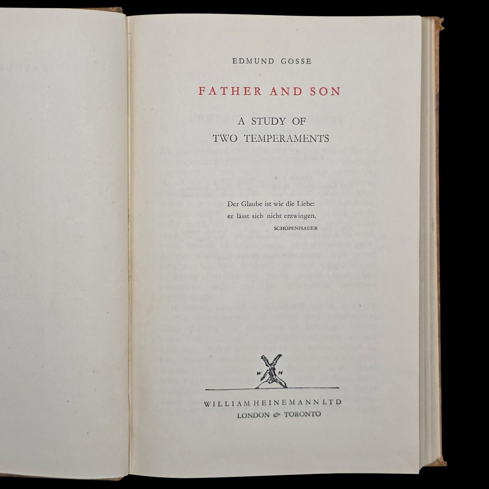 Vintage Book, Vater und Sohn, Edmund Gosse, Memoiren, Literarischer Klassiker, CIRCA 1935 (Art déco) im Angebot