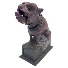 Libro della Conoscenza in ghisa Bulldog salvadanaio d'epoca