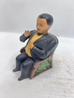 Vintage Book of Knowledge Cast Iron Coin Still Bank Tammany Hall Politician