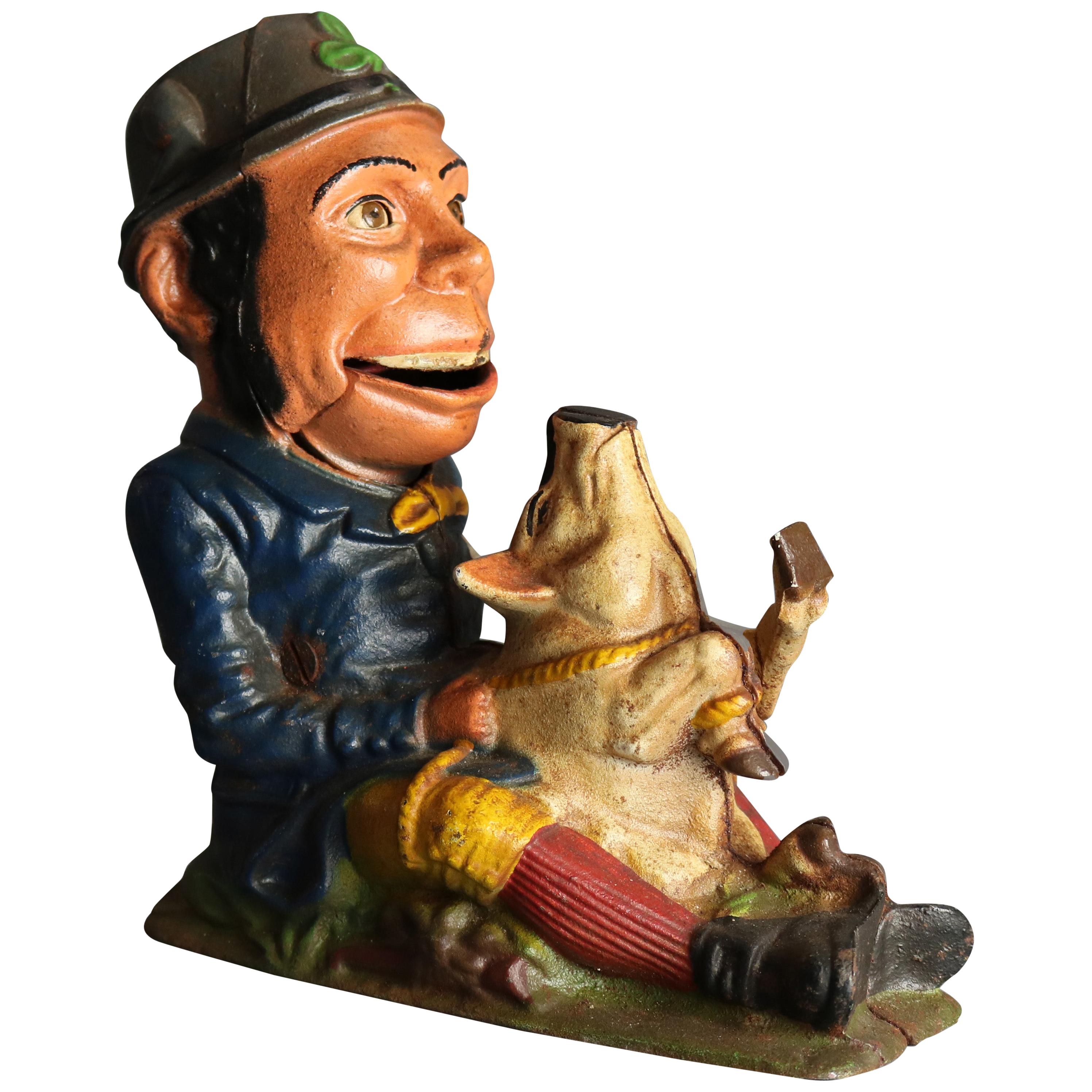 Vintage Book of Knowledge Cast Iron Mechanical Bank, Patty and the Pig