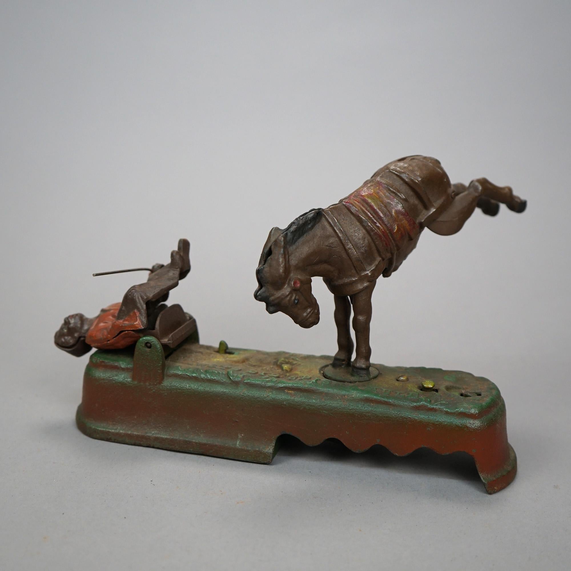 Vintage Book of Knowledge Cast Iron 'Spise a Mule Mechanical Bank, 20th Century 7