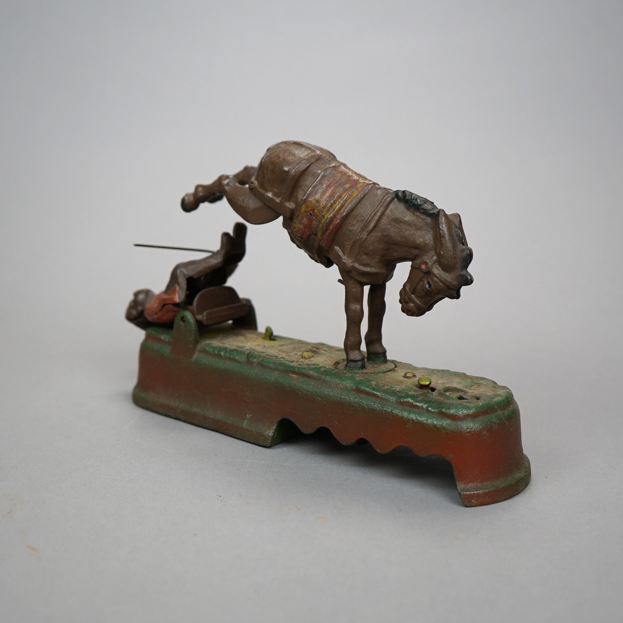 Vintage Book of Knowledge Cast Iron 'Spise a Mule Mechanical Bank, 20th Century 2
