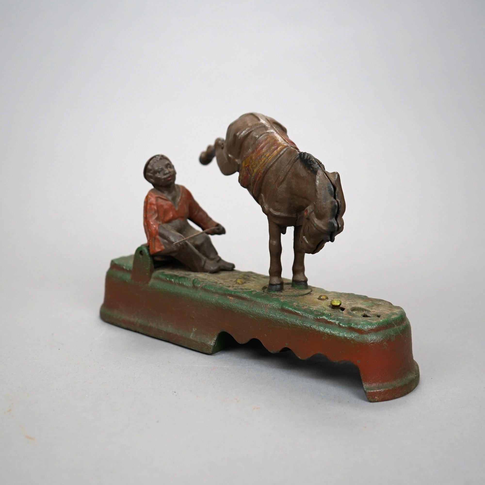 Vintage Book of Knowledge Cast Iron 'Spise a Mule Mechanical Bank, 20th Century 3