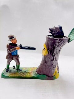 Vintage Book Of Knowledge Cast Iron Still Bank Teddy and the Bear Coin Bank