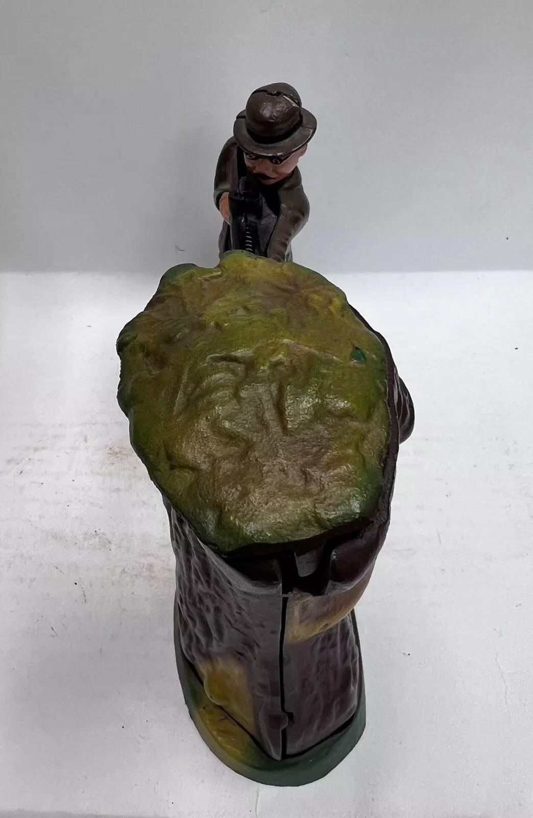 Unknown Vintage Book Of Knowledge Cast Iron Still Bank Teddy and the Bear Coin Bank