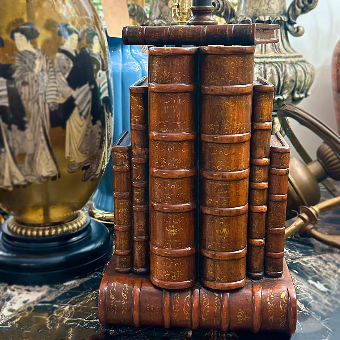 Vintage Book Stack Lamp For Sale 1