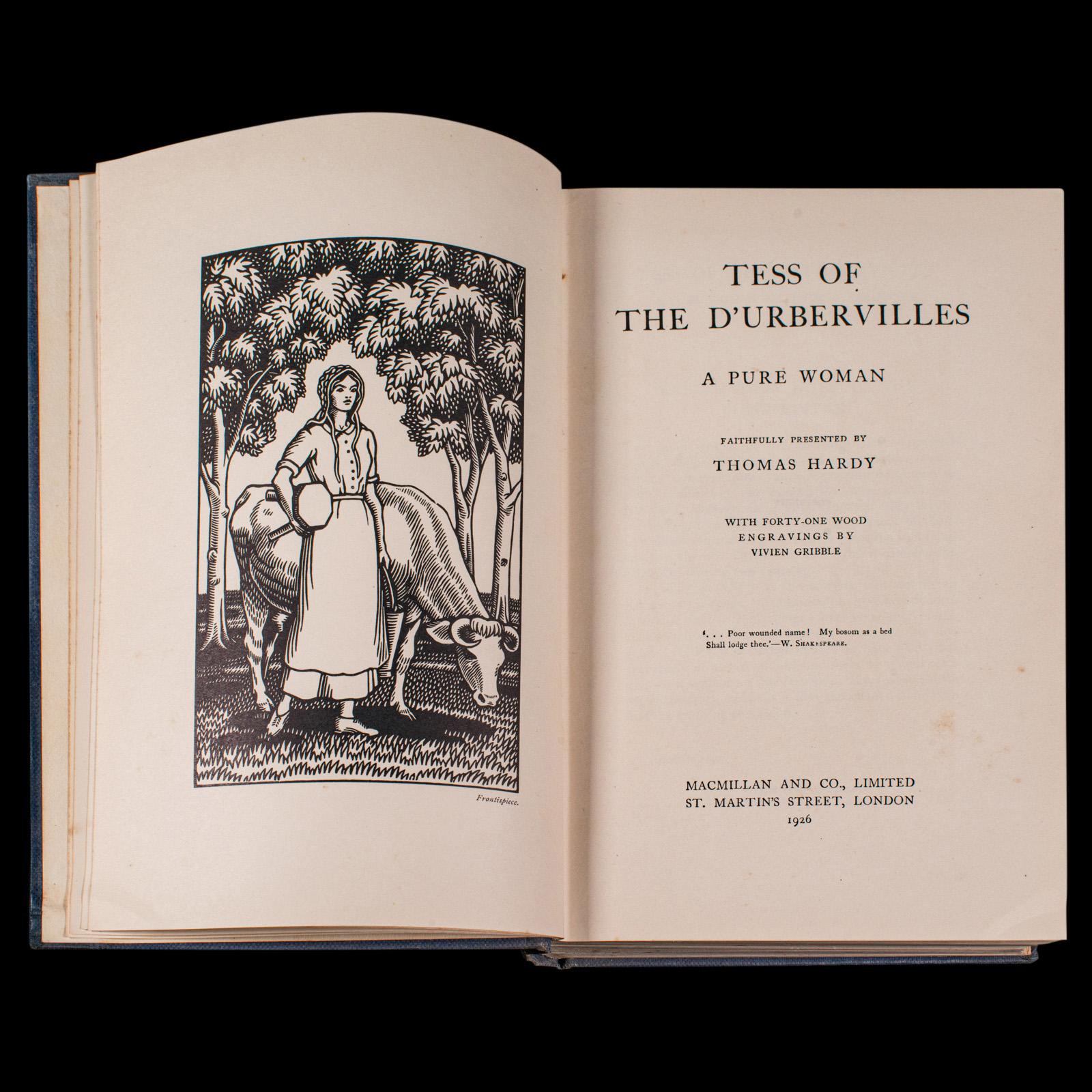 Britannique Livre vintage Tess Of The D'Urbevilles, Thomas Hardy, édition limitée, roman en vente