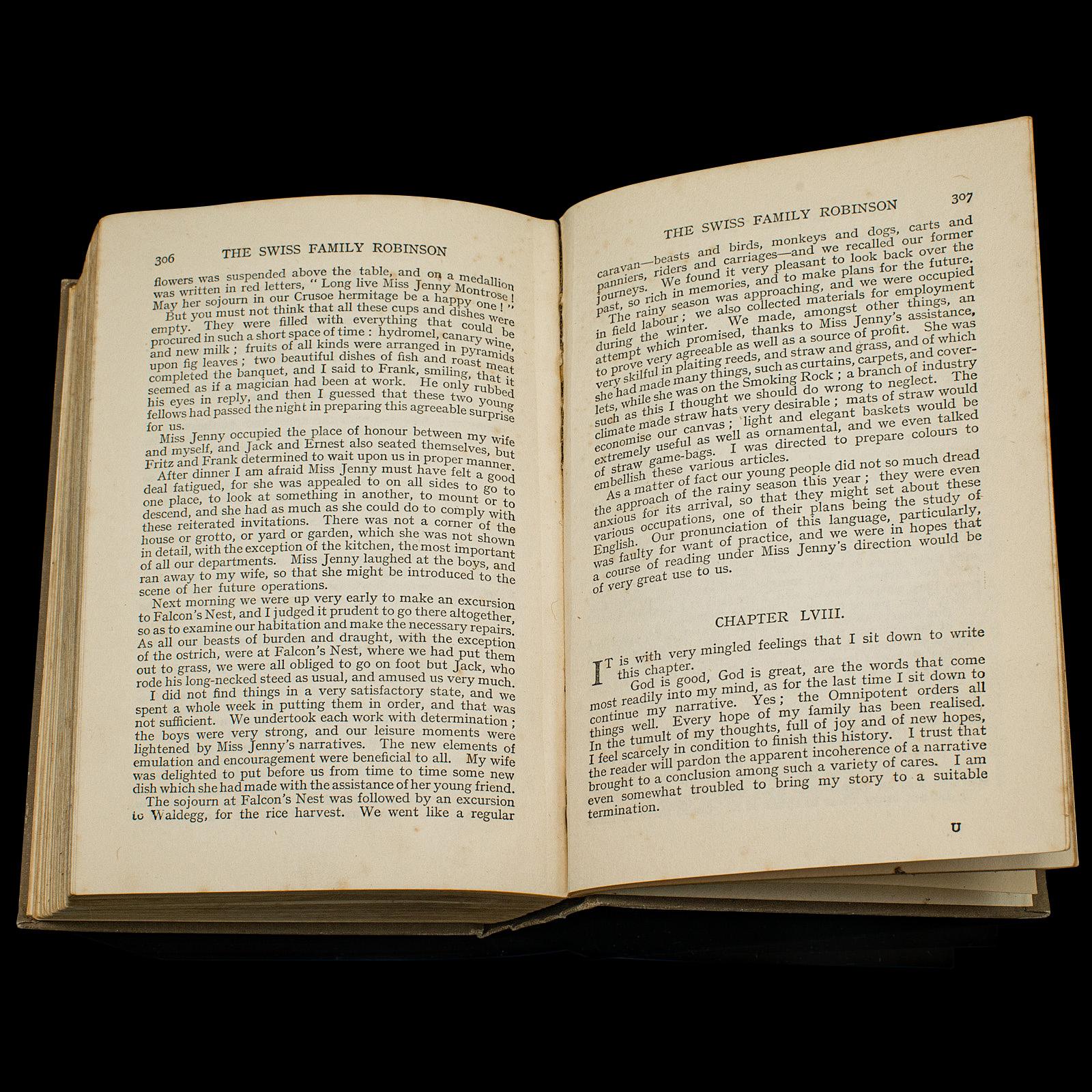 Vintage Book, The Swiss Family Robinson, English, Fiction, Johann Wyss, C.1930 2