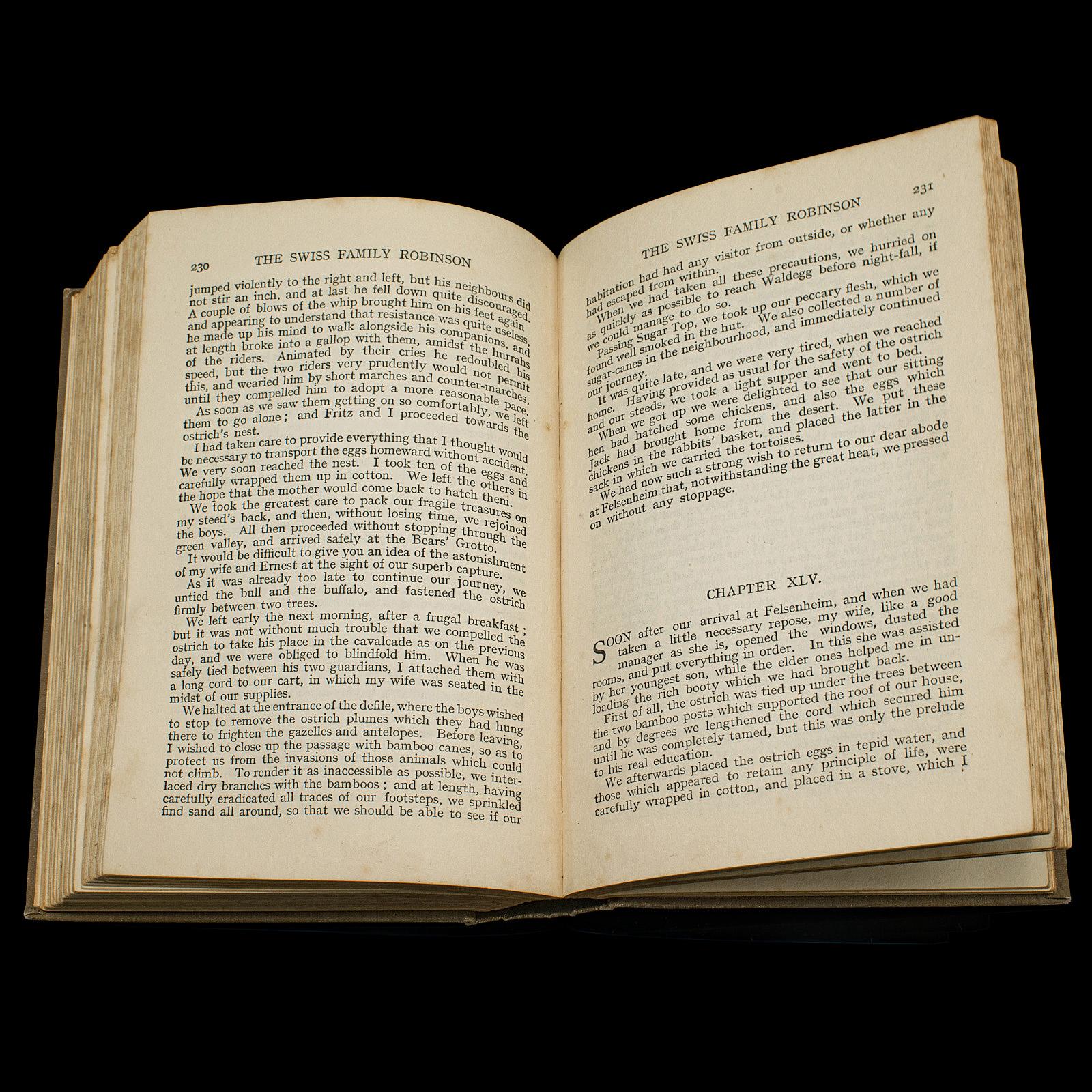 Vintage Book, The Swiss Family Robinson, English, Fiction, Johann Wyss, C.1930 1