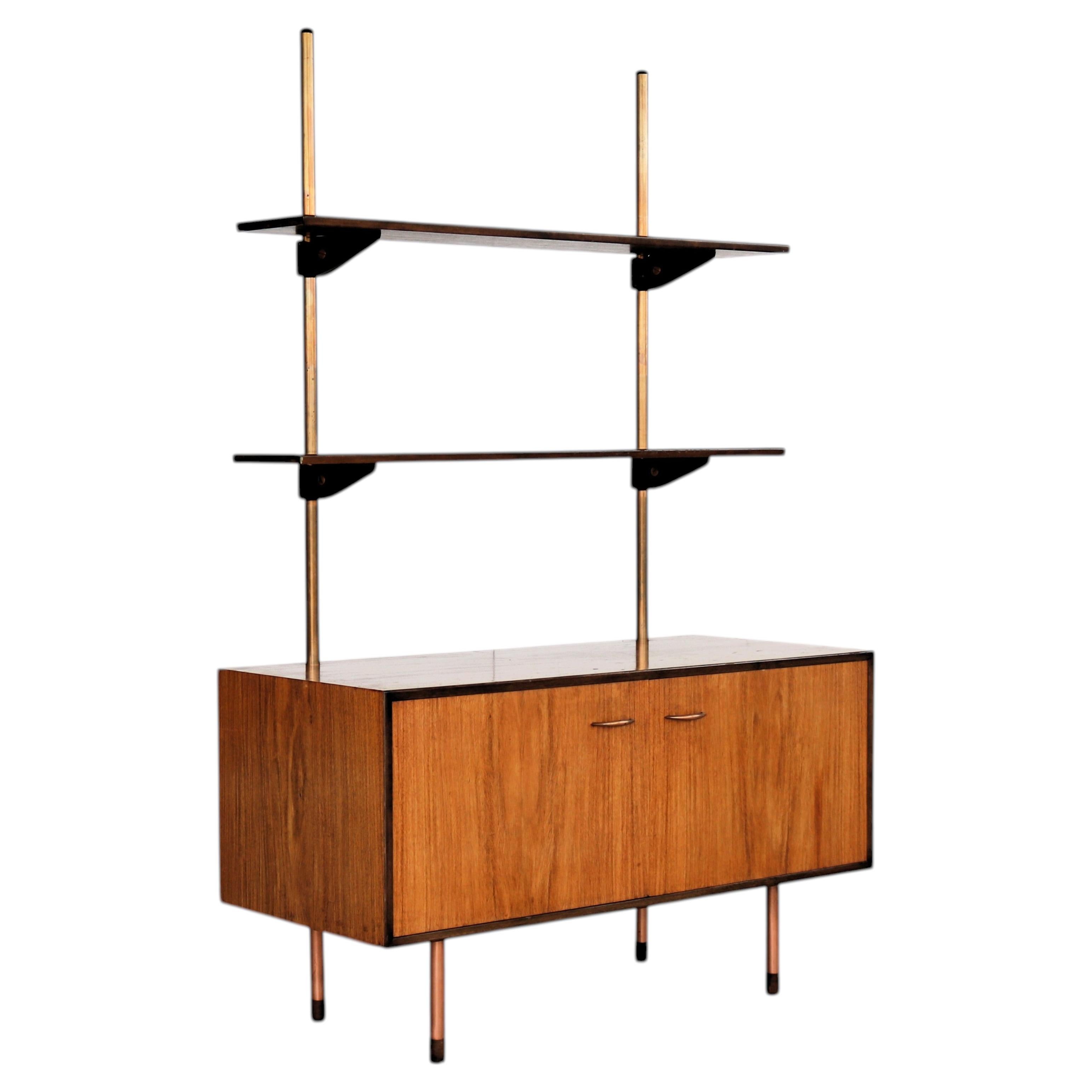 Vintage Swedish Bookcase by Christiansons, Walnut and Copper, 1960s For Sale