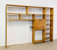 Vintage Bookcase Folding Desk Shelves French Midcentury